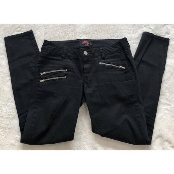 Forever 21 Black Skinny Jeans with Silver Zippers - Picture 1 of 11